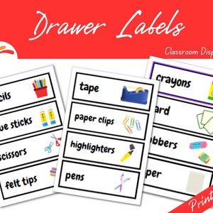 Classroom resources, teaching resources, classroom display, drawer labels, drawer signs