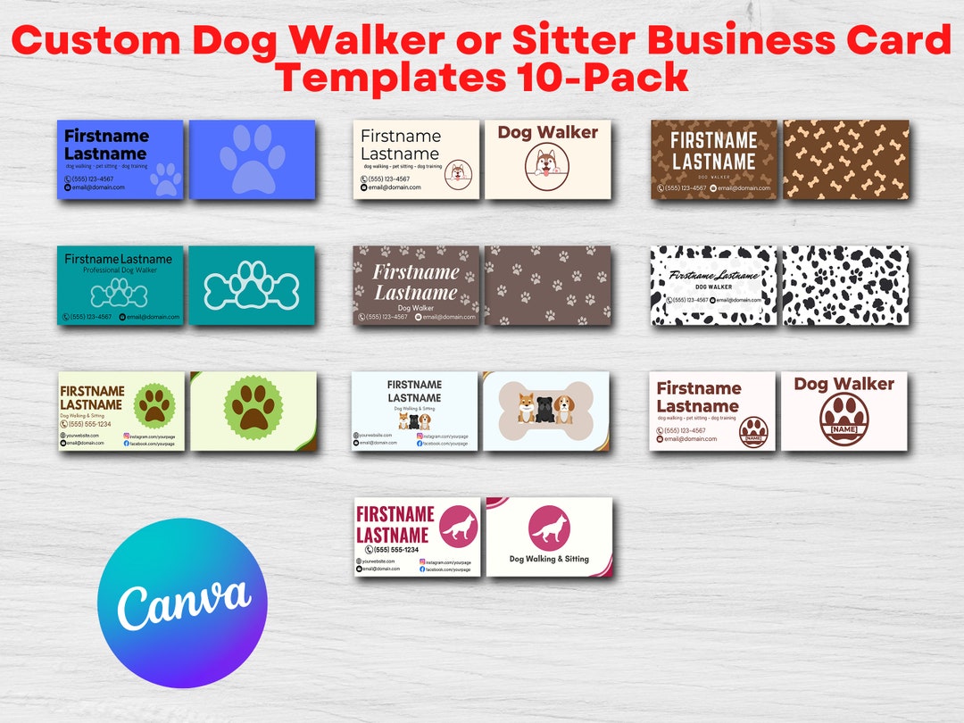 Dog Walker Business Card and Dog Sitter Business Card Etsy