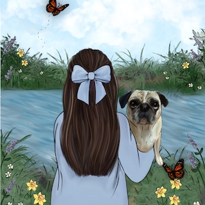 Mama and Me dog mum portrait, dog mom, dog mum, dog lover, Mother’s Day gift, birthday gift