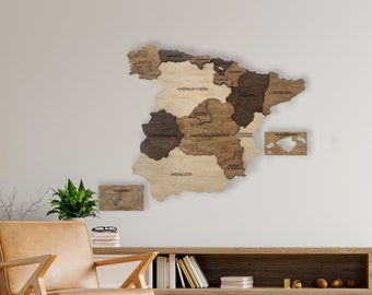 Spain Map Wall Art Spanish Map Mapa de España Wood Wall Art Push Pin Map Travel Map Wall Decor Anniversary Gift Birthday Gift Husband Gift