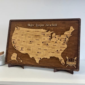 MLB Team Map,  Baseball Map, Travel Home Decor, Baseball Gift For Him, Birthday Gift For Dad, MLB Stadium Bucket List, Personalized Gift