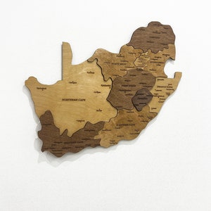 Mapa de Sudáfrica de madera para pared con alfileres, mapa de viaje de Ciudad del Cabo, decoración para el hogar y la oficina, regalo de quinto aniversario para él, mapa de Sudáfrica
