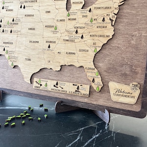 Kundenspezifische US National Park Reisekarte hölzerne US Map Camper RV Geschenk für Wanderer Jahrestagsgeschenk für Familie Road Trip Tracker National Park Marker
