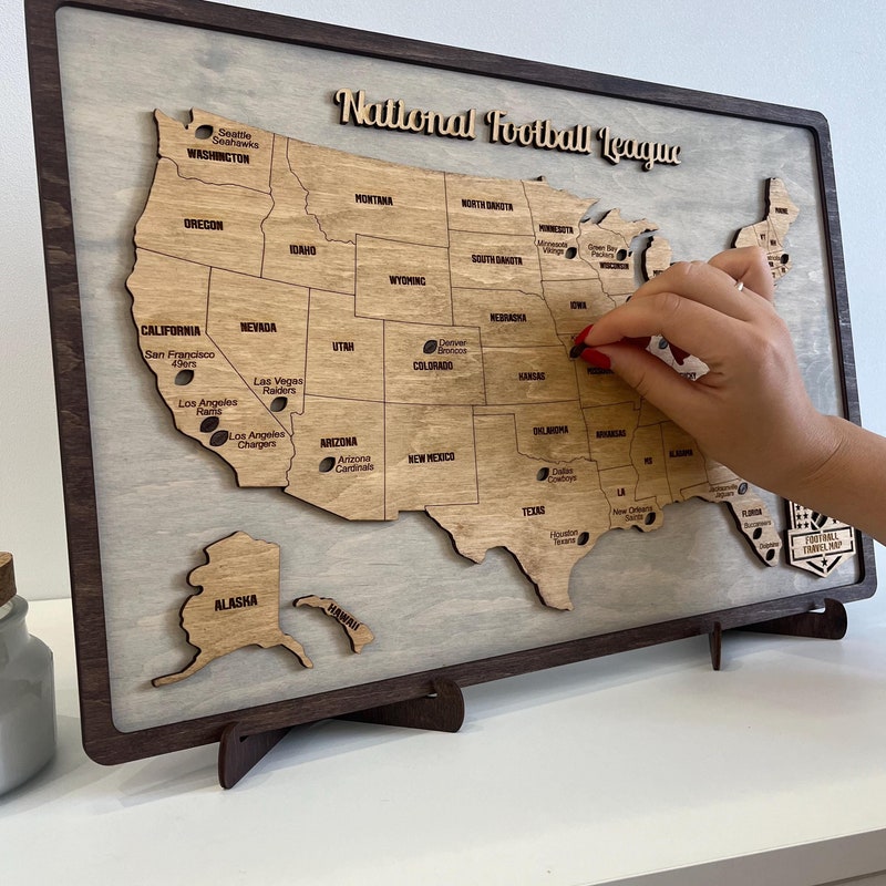 Wooden Map of Nfl Stadiums Etsy