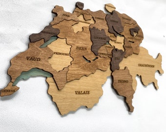 Die Schweiz Karte aus Holz - Wall Art: Swiss Home Decor