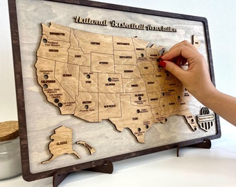 NBA Teams Map, Basketball Stadium Map, nba Tracker, Anniversary Gift, NBA Travel Map, NBA Map, Husband Gift for Him, Birthday Gift