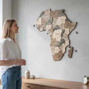 Mapa de África de madera para pared: Mapa de viaje con chinchetas