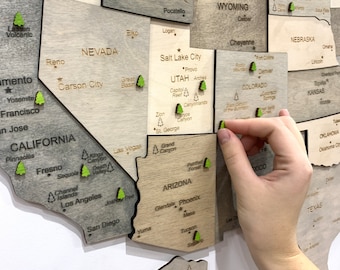 Wooden USA National Park Map: Travel Tracker Wall Art