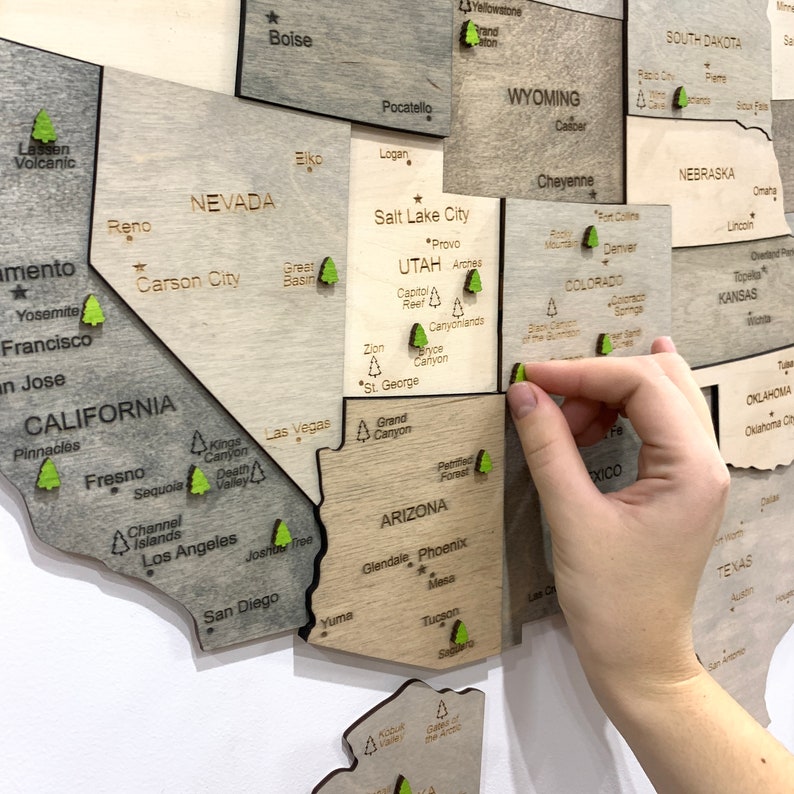 Wooden US National Park Travel Map, Wall Art Tracker image 5