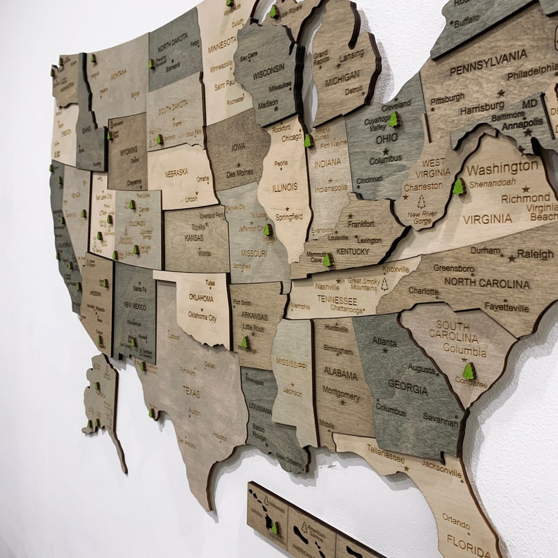 Wooden US National Park Travel Map, Wall Art Tracker image 2