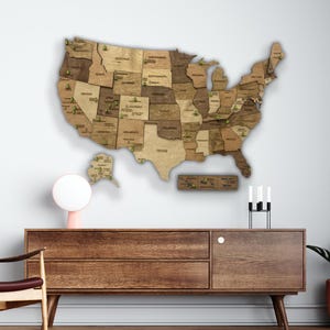 Wooden US National Park Travel Map, Wall Art Tracker image 9