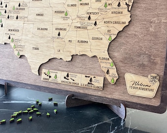 USA National Park Travel Map, Custom National Park Travel map, National Park Gift, Personalized Gift Husband Gift for Her, Christmas Gift