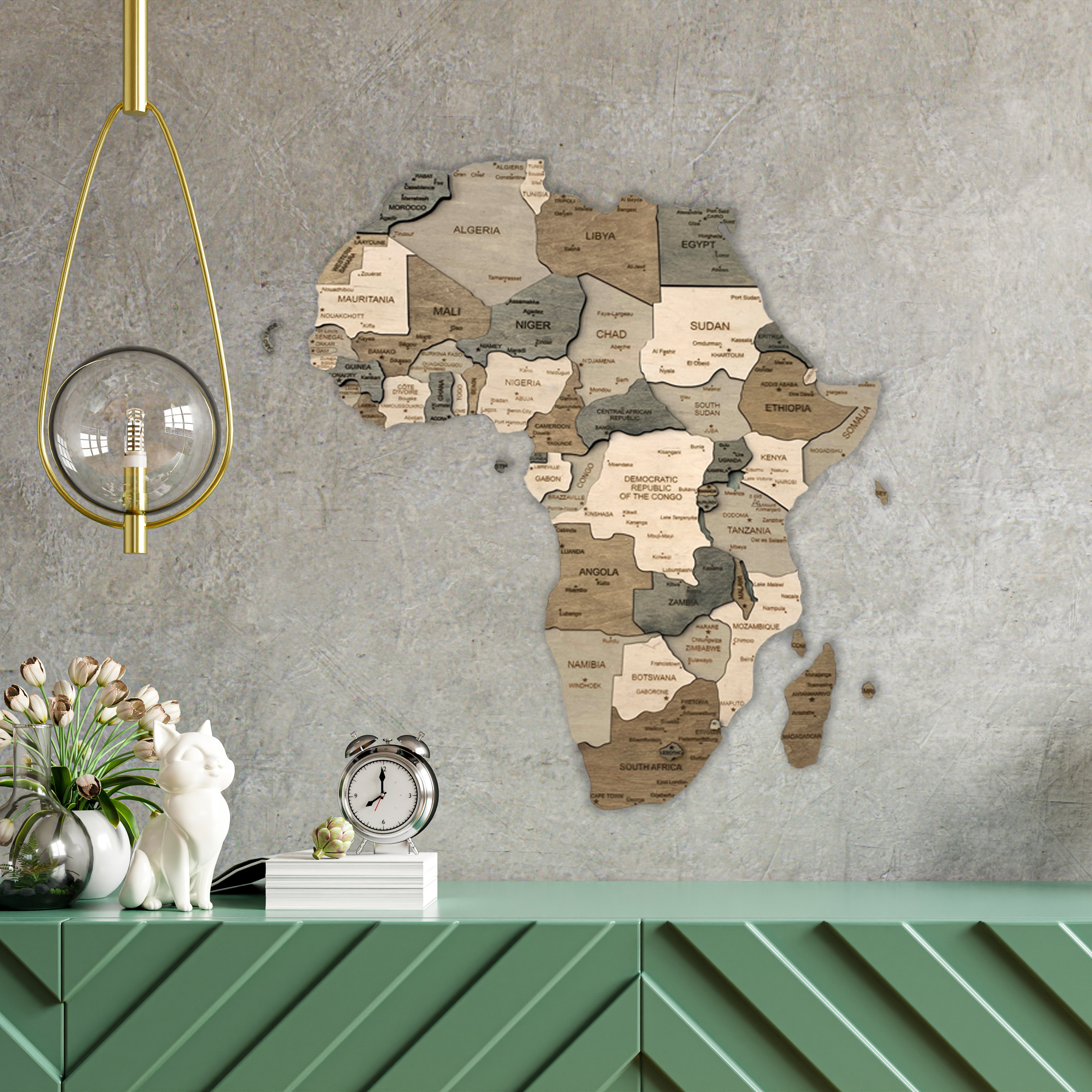 Wooden Africa Map Wall Art Wood South Africa Map Travel Map Push Pin