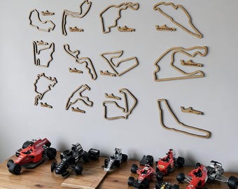 Wooden Racing Circuit Wall Art, Track Poster, Gift for Motorsport Fans