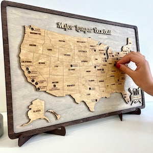 MLB Karte Pro Baseball Reisekarte MLB Mannschaftskarte Geburtstagsgeschenk für Freund Jahrestagsgeschenk für Sohn USA Karte Wohnkultur Familiengeschenk für Papa