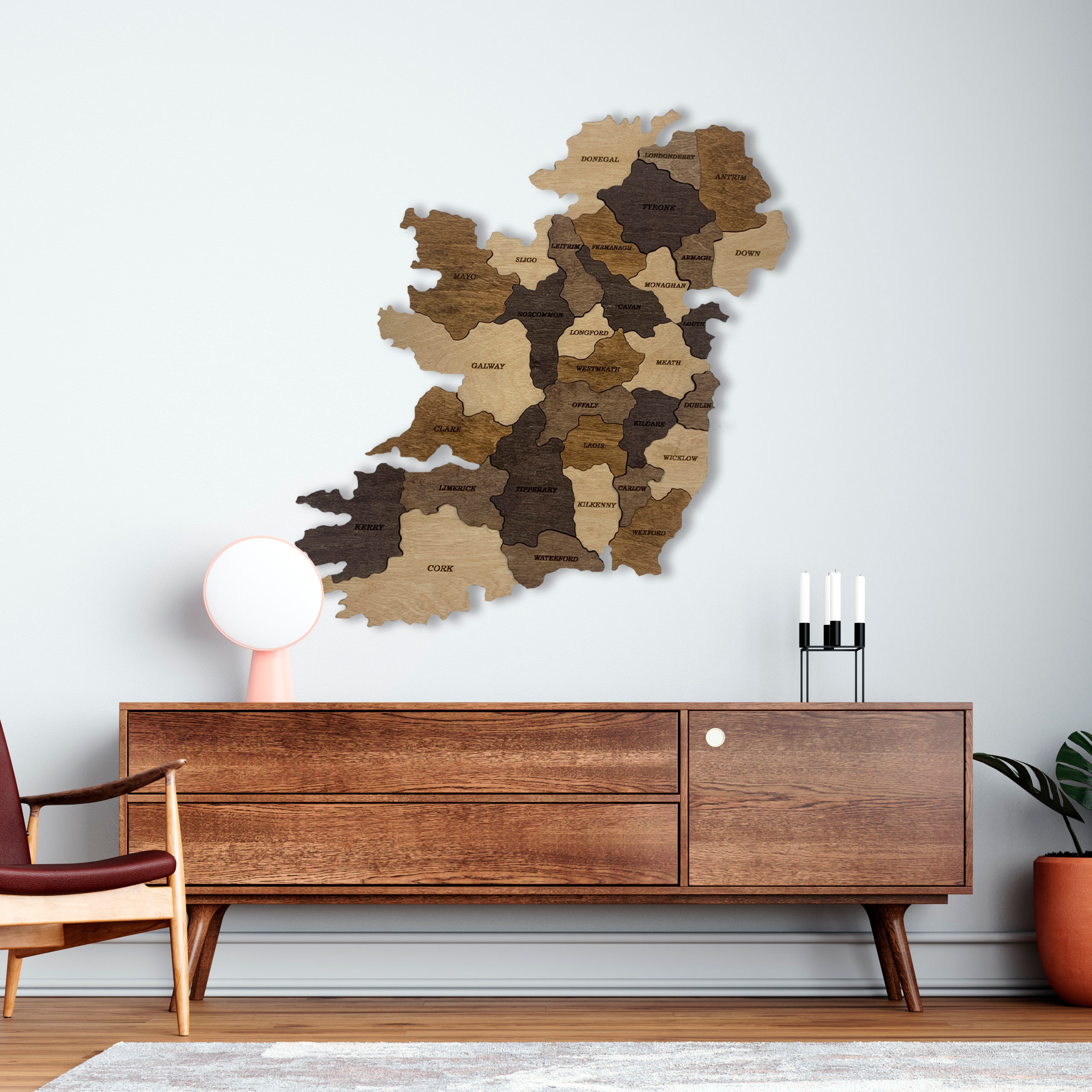 Wood Ireland Map Wall Art Push Pin Map Irish Wall Art Irish Wall Decor