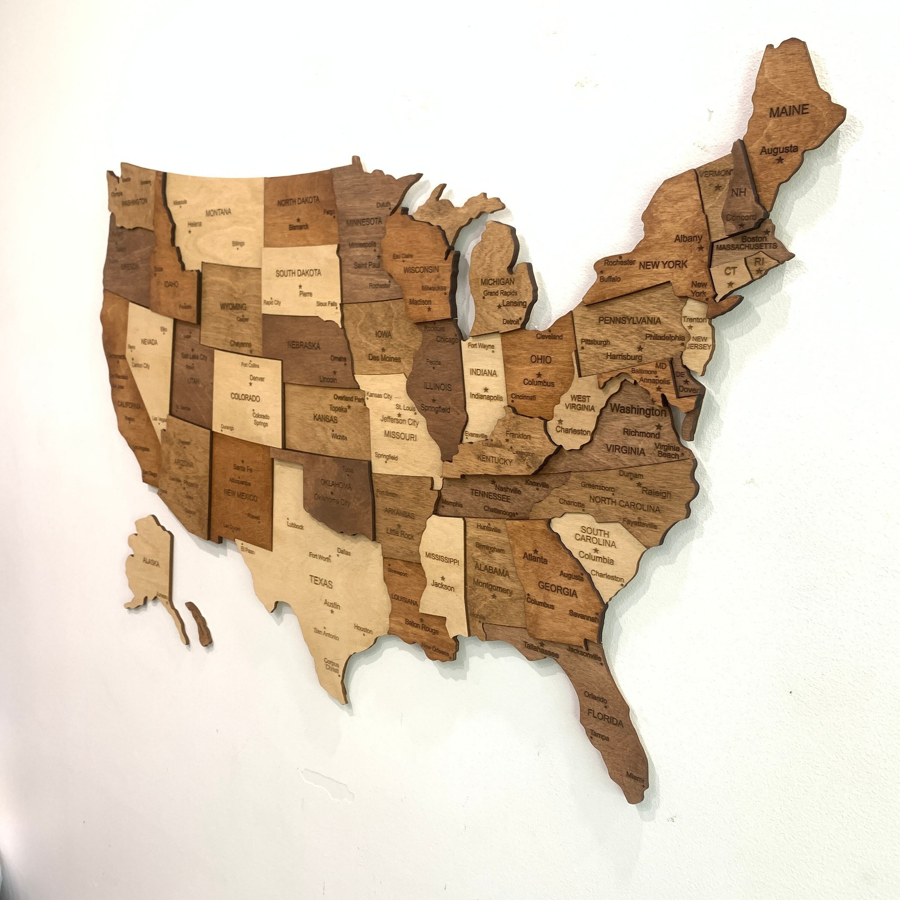 Wooden US Map Wall Art US Travel Map US Push Pin Map Wall Decor Home