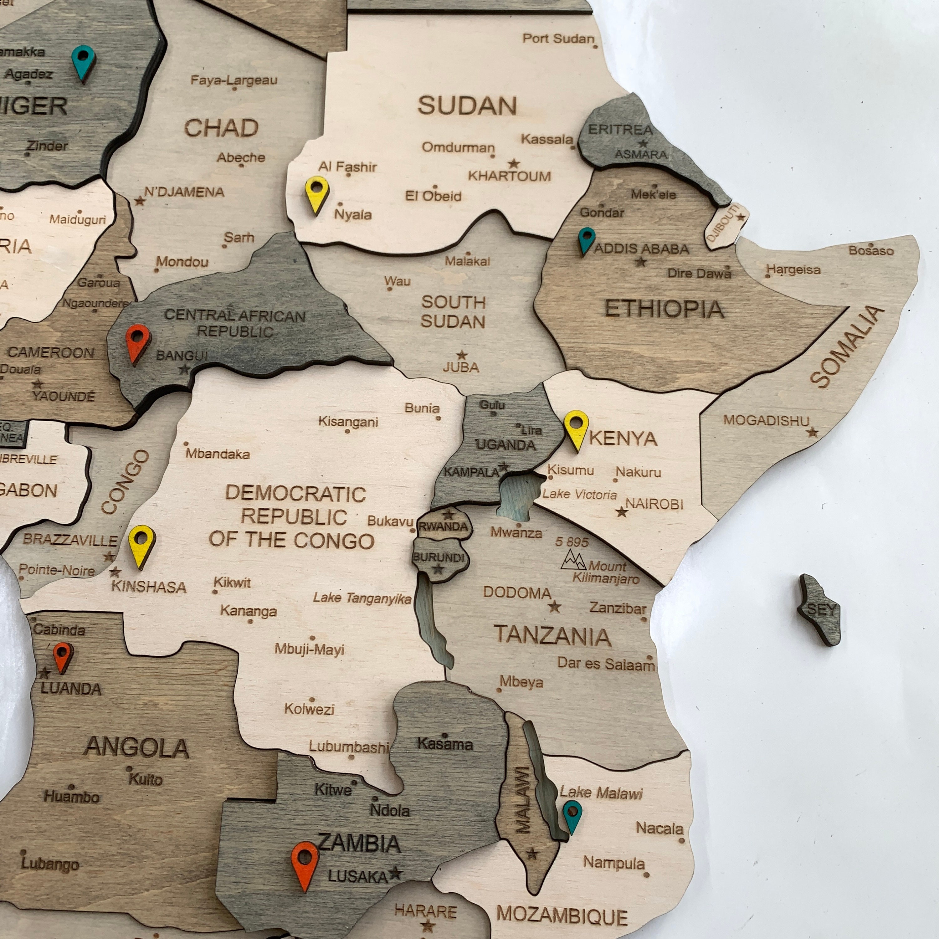 Wooden Africa Map Wall Art Wood South Africa Map Travel Map Push Pin