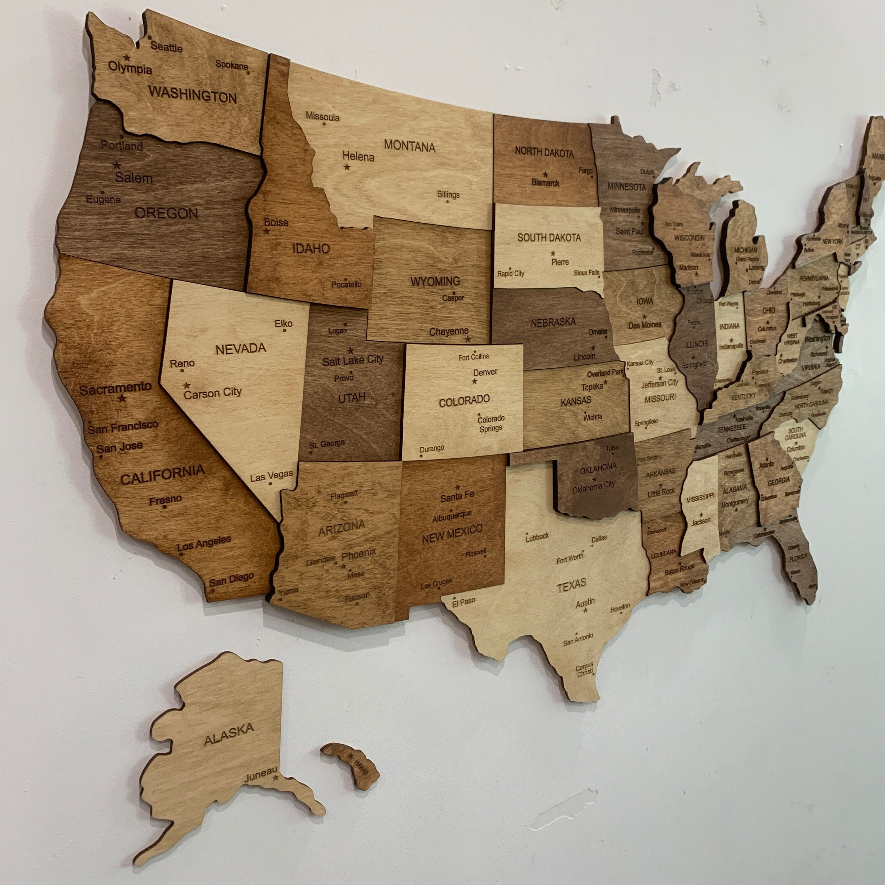 Wooden US Map Wood Wall Art US Travel Map Push Pin Map Home Decor Wall ...