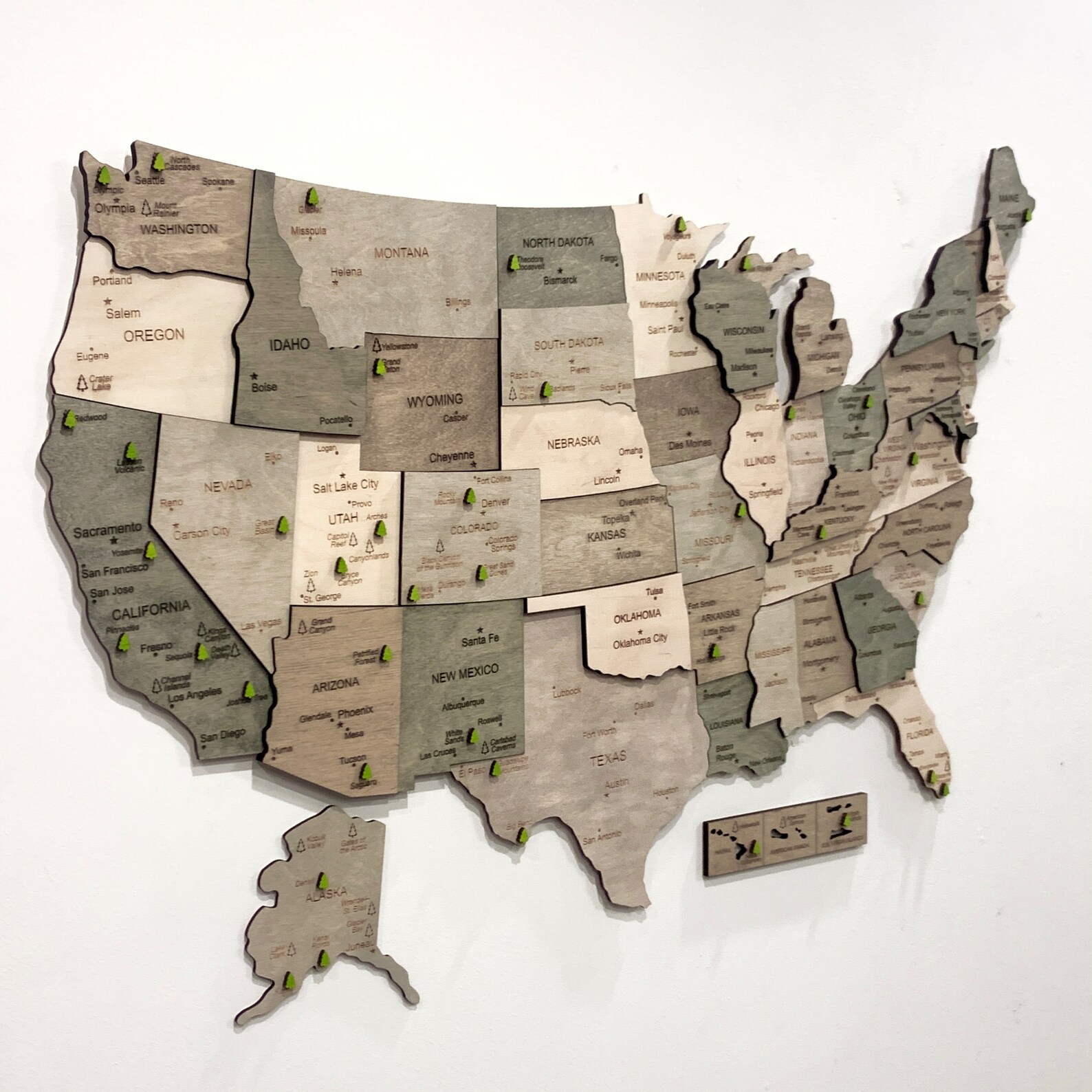 US National Park Map Wooden USA Map Wall Art Travel Map US Push Pin Map