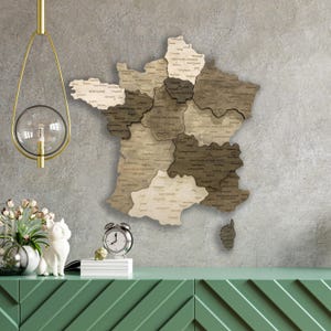 Houten Frankrijk kaart muur kunst push pin kaart Franse kaart muur decor housewarming cadeau voor Fransman verjaardagscadeau verjaardagscadeau Carte de France