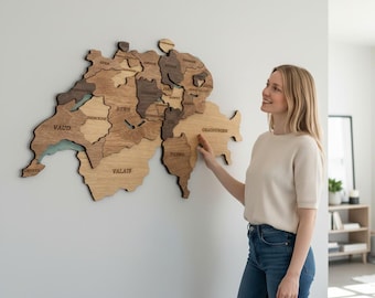 Wooden Switzerland Map Wall Art: Swiss Home Decor
