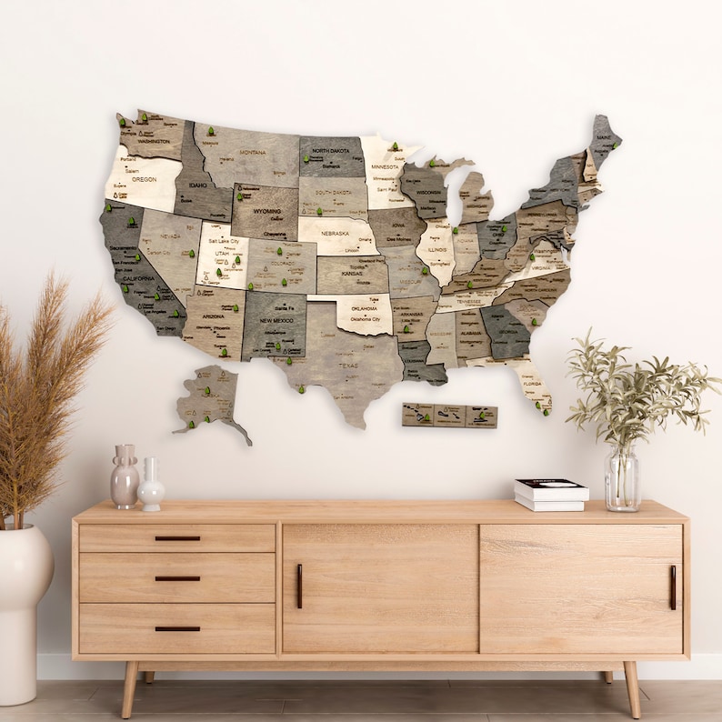 Wooden US National Park Travel Map, Wall Art Tracker image 4