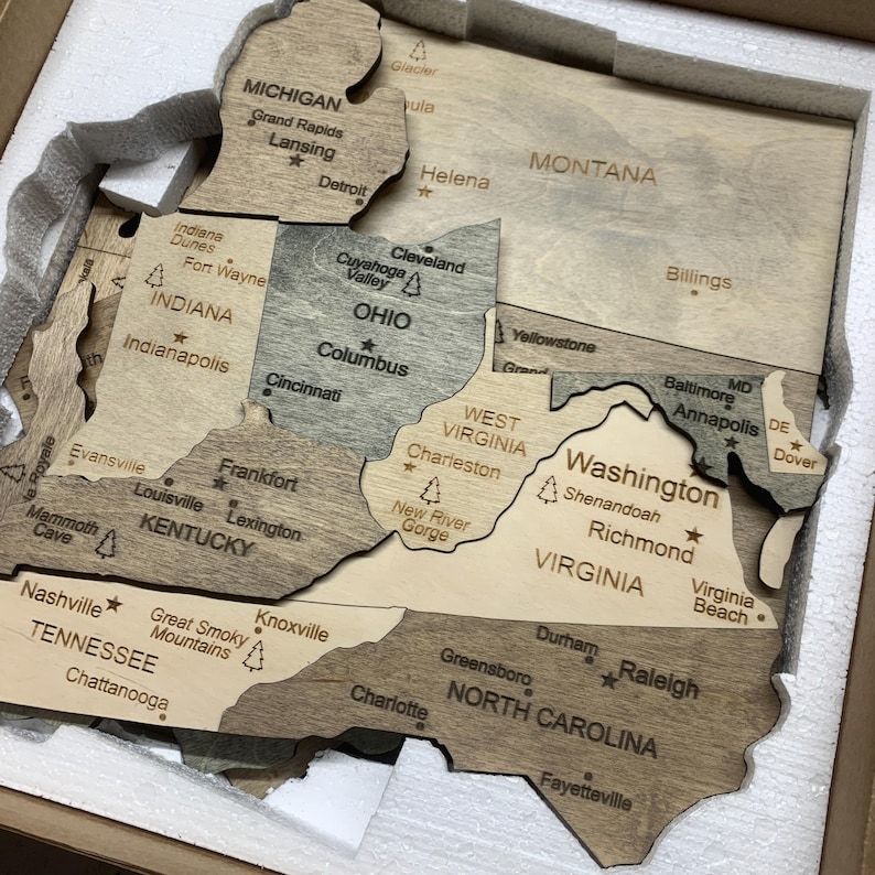 Wooden US National Park Travel Map, Wall Art Tracker image 11