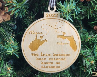 Aazon.co: Faily Love Knows No Distance Ornaent – Personalized Long