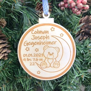 Personalisierter Bär Ornament - Baby ́s Erstes Weihnachten - Geburtsdaten Ornament - Andenken Ornament
