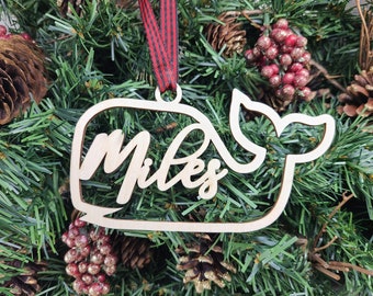 Personalized Whale Ornament - Custom Name - Keepsake Ornament - Wooden Ornament