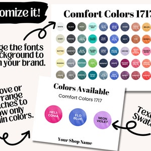 Editable Comfort Colors C1717 Color Chart, Canva Template Editable ...