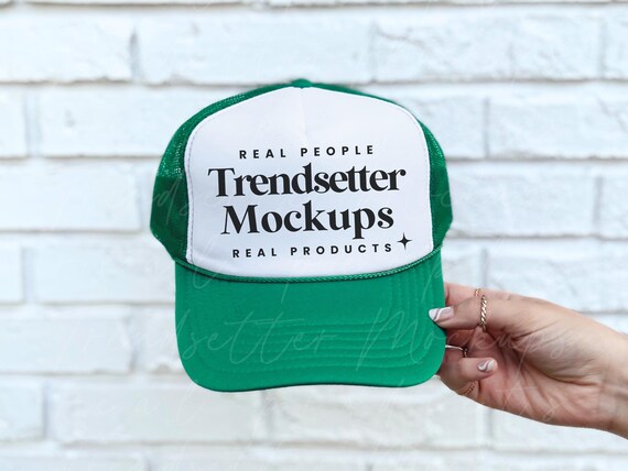 Otto Trucker Cap Mockup, 39-169 Green White Baseball Hat  display picture 3