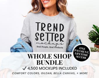 Whole Shop Mockup Bundle: 4,5000+ TShirt & Sweatshirt Mockups for POD Sellers, Real Person Models, No AI