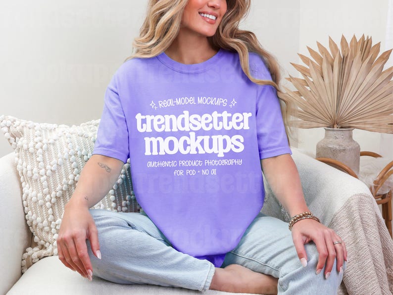 Comfort Colors 1717 Mega Mockup-paket, CC1717 Livsstil & Flat Lay T-shirt-mockups, Riktig modell bild 9