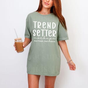 Gildan 64000 Sage Tshirt Mockup | G64000 Sage T-Shirt Mock-up | Real Person Model | G640 Softstyle Tee | Trendy Minimalist Aesthetic
