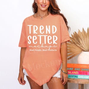 Bella Canvas 3001 Sunset T-Shirt Mockup, BC3001 Mock, Real Person Model