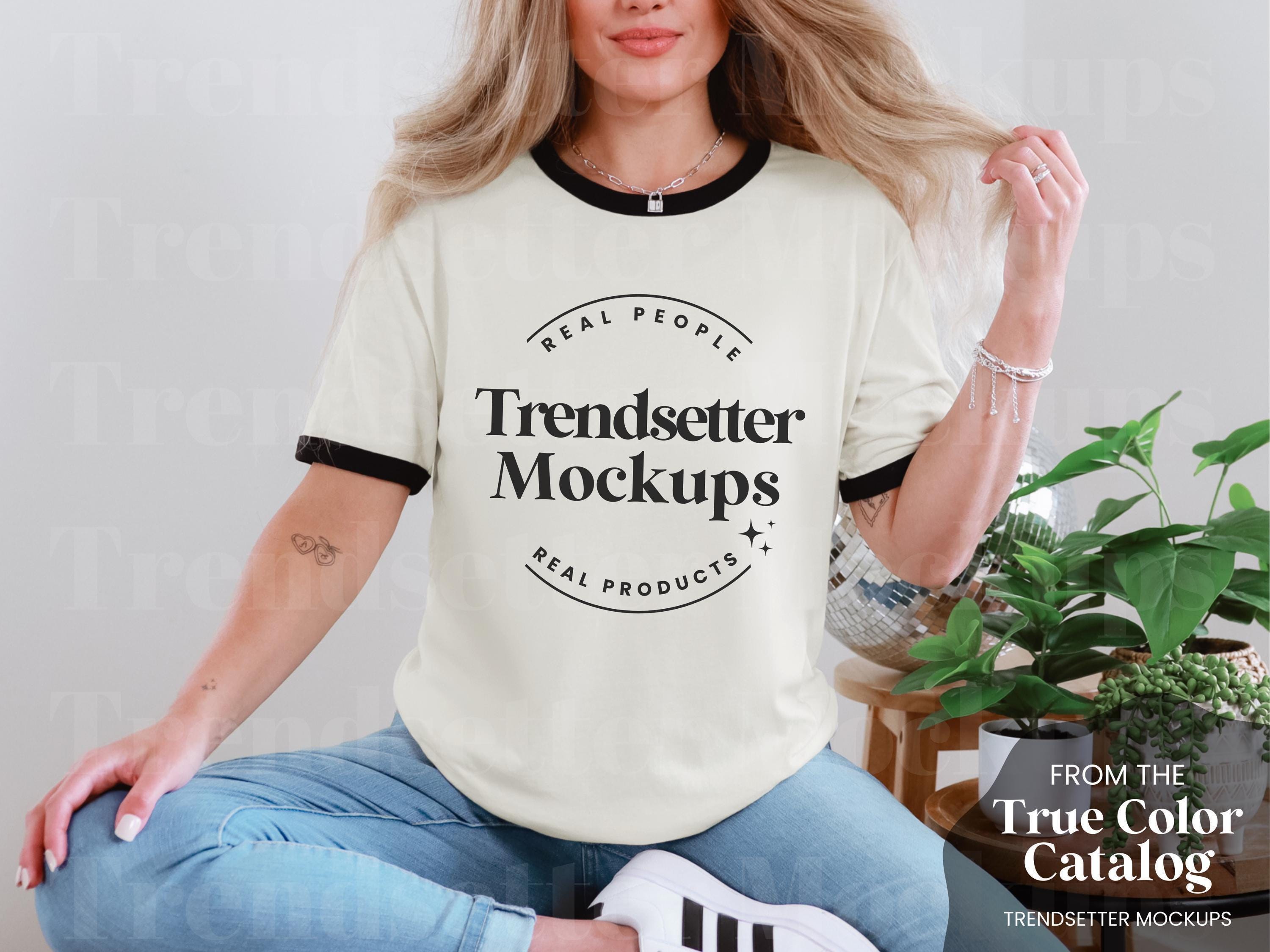 Next Level 3604 Natural Mockup, NL3604 Natural Black Ringer Tee Mock-up, Boho Aesthetic Mock, Trendy Minimalist Pullover, Real Person Model