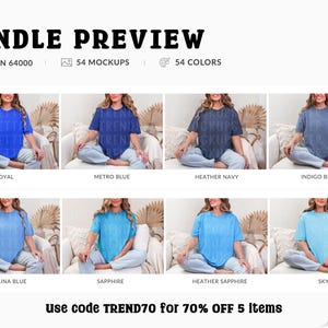 Gildan 64000 T-Shirt Mockup Bundle, G64000 Oversized Tee Mock-ups, Boho Lifestyle, Real Model image 7
