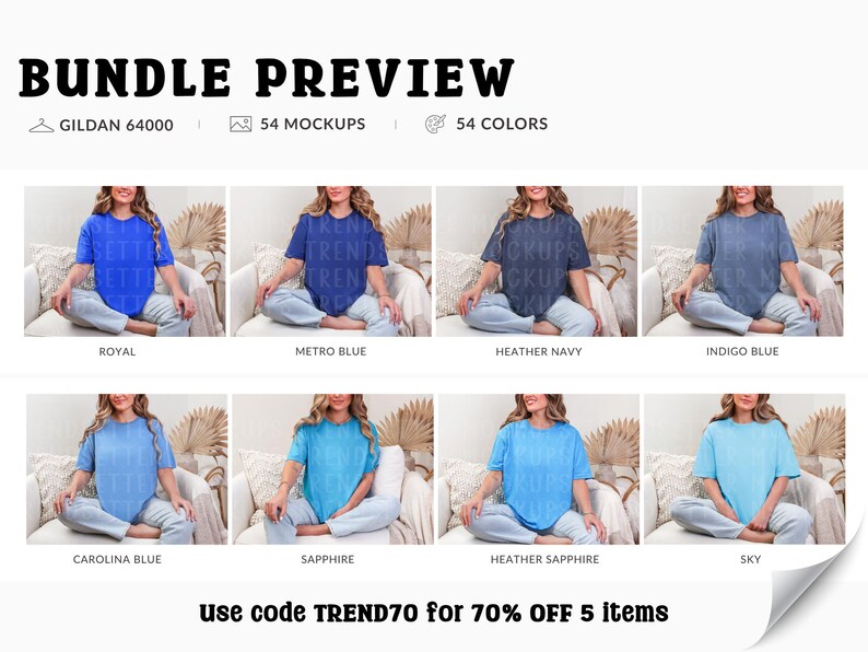 Gildan 64000 T-Shirt Mockup Bundle, G64000 Oversized Tee Mock-ups, Boho Lifestyle, Real Model image 7