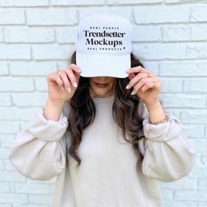 Otto Trucker Cap Mockup, 39-169 White Hat Mockup, Mesh Hat Mock-up, Lifestyle Mockup, Baseball Cap Mockup, Aesthetic Mockup