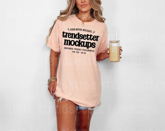 Comfort Colors 1717 ピーチー モックアップ、CC1717 Tシャツ、実写