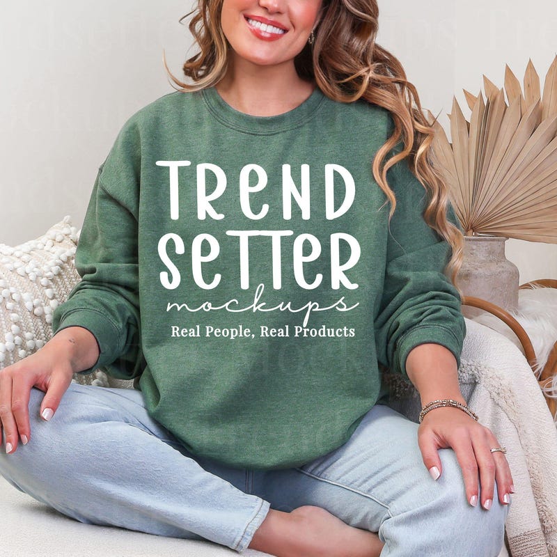 Heather Green Crewneck Etsy