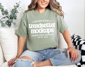 Comfort Colors 1717 Bay Mockup, CC1717 T-Shirt, Real Person Model