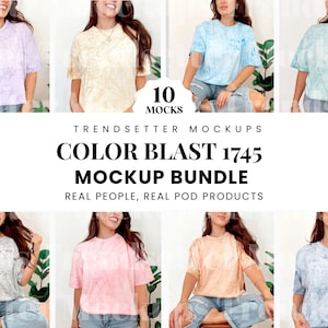 Color Blast 1745 Mockup Bundle, Comfort Colors 1745 Collection, Trendy Tie Dye Mockup Bundle, Front of Shirt Mock-ups, Real Person Model