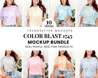 Color Blast 1745 Mockup Bundle, Comfort Colors 1745 Collection, Trendy Tie Dye Mockup Bundle, Front of Shirt Mock-ups, Real Person Model