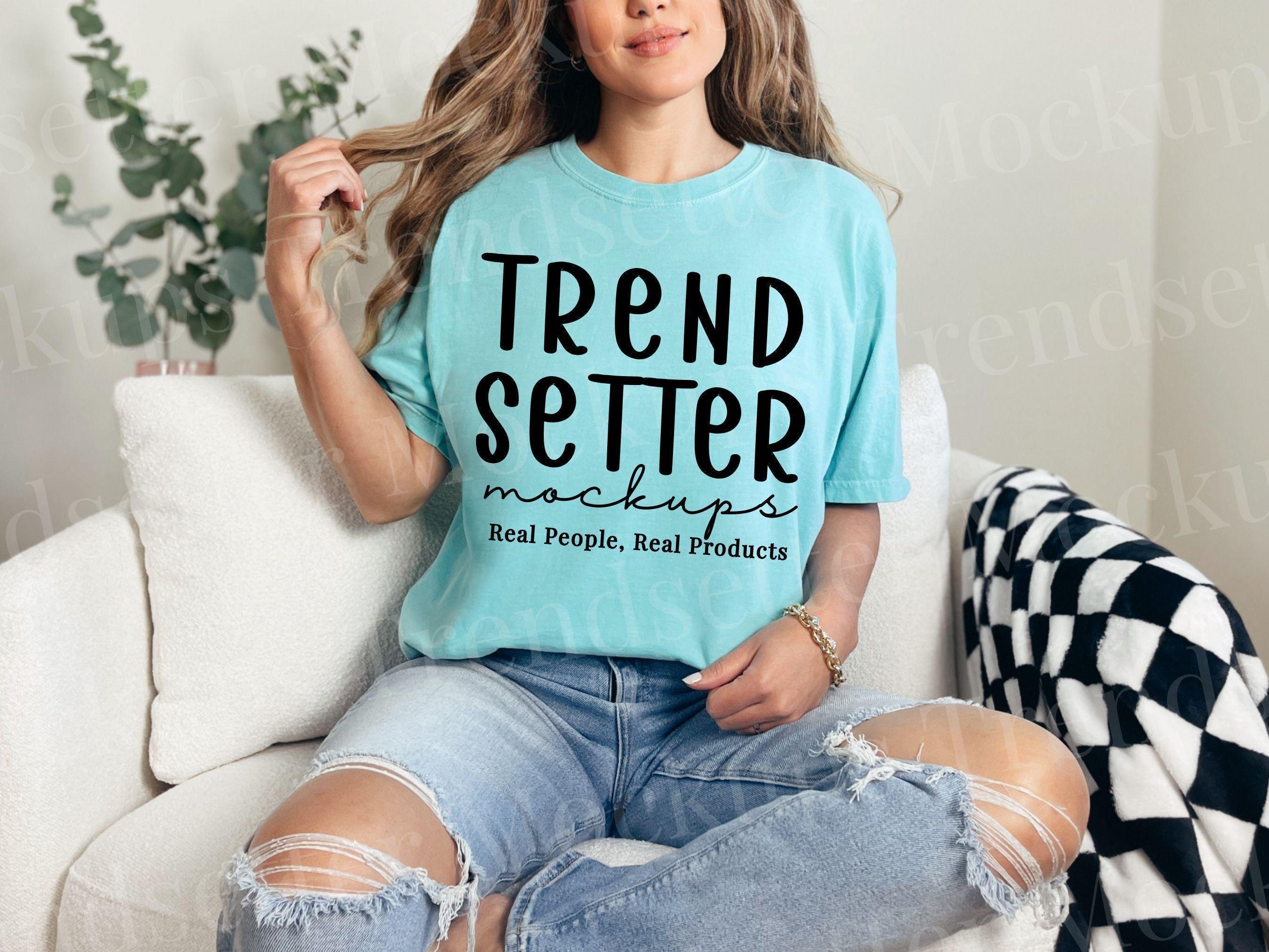 Comfort Colors 1717 Chalky Mint Mockup, CC1717 T-shirt, Real