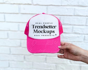 Pink Otto Trucker Hat Mockup | Minimalist Mock-up (Digital Download)