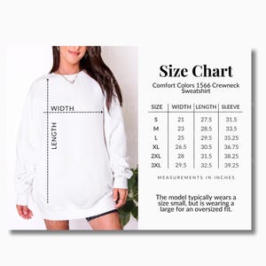 Comfort Colors 1566 Size Chart, CC1566 Fit Guide, Real Model (Digital Download)