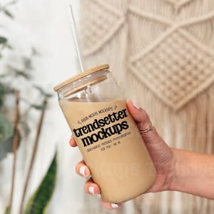 16oz Libbey Glass Can Mockup, Clear Sipper Can